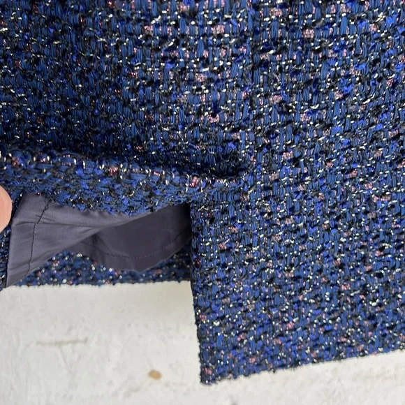 J. Crew Midnight Blue Sleeveless Sparkle Tweed Sheath Dress Size 4 - Picture 10 of 16